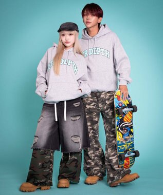 WEGO 【ユニセックス着用ITEM/MLサイズ展開】カレッジプルパーカー 杢グレー