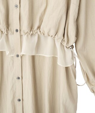 YECCA VECCA シアーMIXドロストデザインシャツワンピース Beige