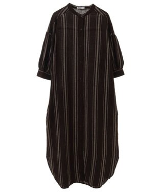 CRAFT STANDARD BOUTIQUE リネンレーヨンストライプワンピース Stripe Brown