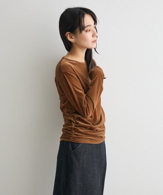 CRAFT STANDARD BOUTIQUE シアーベロアサイドギャザープルオーバー Brown