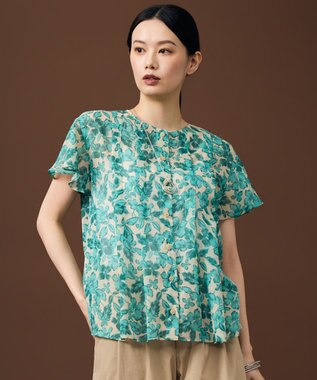 自由区 S ハーバリウムフラワープリント ブラウス