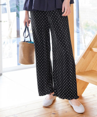 Tiaclasse 【新色追加・洗える】プリーツパンツ ブラックドット