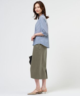 J.PRESS LADIES L 【人気素材】セルロースリネンストレッチ ナロー スカート カーキ系