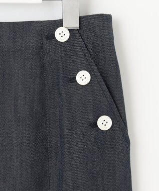 J.PRESS LADIES L 【洗える】 セルロースシャンブレー タイト ナロー スカート ネイビー系