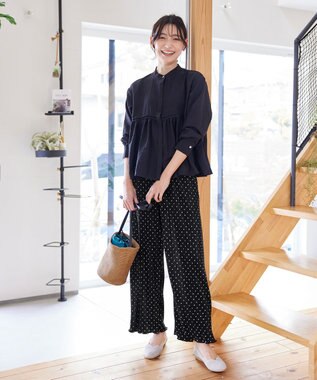 Tiaclasse 【新色追加・洗える】プリーツパンツ ブラックドット