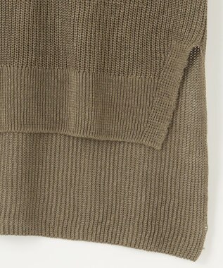 自由区 S 【洗える】リネンミドルゲージニット ベスト カーキ