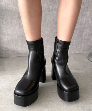 WEGO ストレッチヒールショートブーツ ブラック
