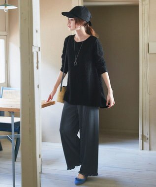 Tiaclasse 【新色追加・洗える】プリーツパンツ チャコールグレー