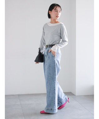 Te chichi ワイドデニムパンツ サックスブルー