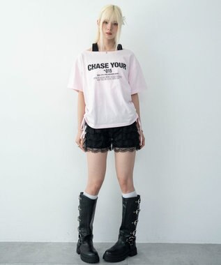 WEGO ホルターネックレイヤードワンショルT ピンク