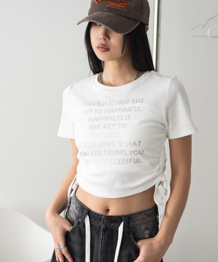 WEGO グラフィックサイドドロストリブちびT ホワイト