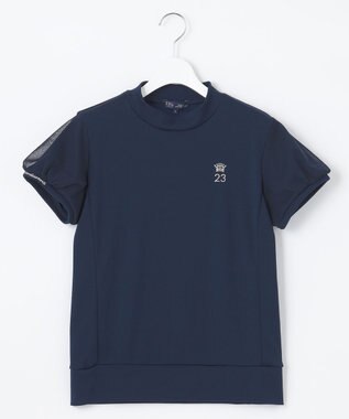 23区GOLF 【WOMEN】チュール袖 モックネックプルオーバー ネイビー系
