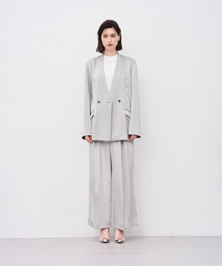 uncrave シャイニーダブルサテン ジャケット シルバーグレー