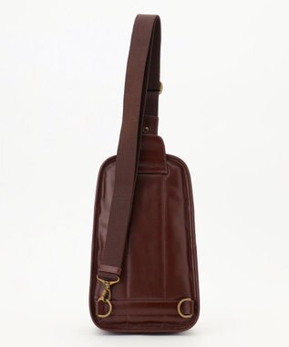 JOSEPH ABBOUD 【軽量/コンパクト/牛革】オイルドレザーボディー バッグ ダークブラウン系