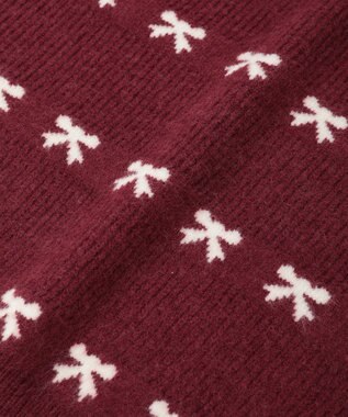Green Parks ・ｓｗｉｎｇ　ｂｙ　リボンジャカードクルーニット Bordeaux