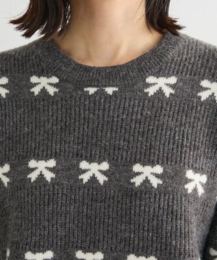 Green Parks ・ｓｗｉｎｇ　ｂｙ　リボンジャカードクルーニット Charcoal Gray