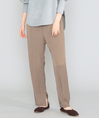 SHARE PARK LADIES 【洗える】アンティークサテンプリーツパンツ ダークブラウン系