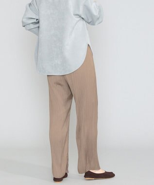 SHARE PARK LADIES 【洗える】アンティークサテンプリーツパンツ ダークブラウン系