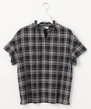 J.PRESS LADIES シアーストライプチェック カットソー ネイビー系3