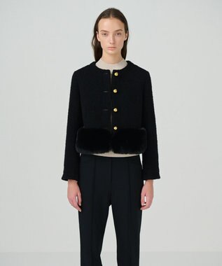 GRACE CONTINENTAL ツイードコンビジャケット ブラック