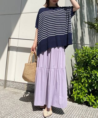 UNFILO 【撥水/UVケア/接触冷感】シャカ楽ストレッチ ティアードスカート ライラック系