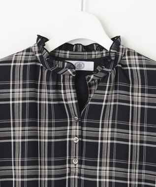 J.PRESS LADIES シアーストライプチェック カットソー ネイビー系3