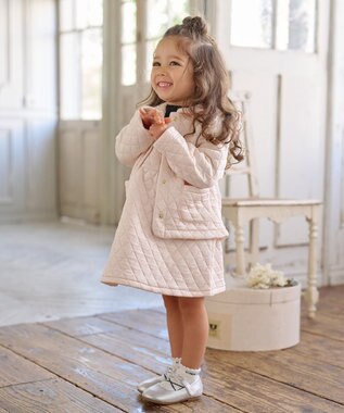 組曲 KIDS 【80-100cm】フラワーキルトジャガード アウター エクリュ系