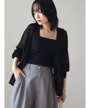 Green Parks 接触冷感　推しニット　ゆったりカーディガン Black