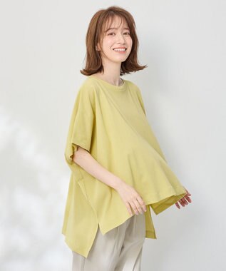 ANY ハイツイストコットンポンチョ風Tシャツ イエロー