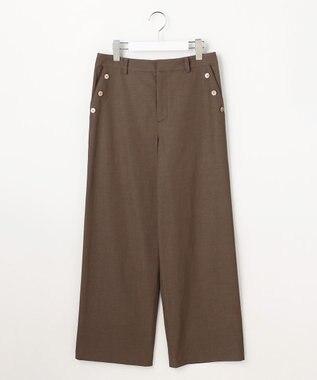 J.PRESS LADIES L 麻シェルドライ ワイド ストレート パンツ ダークブラウンシャンブレー系