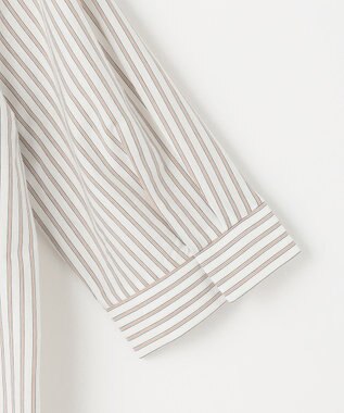 J.PRESS LADIES L ストライプジャージー フリル襟 カットソー ブラウン系1