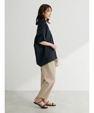 Green Parks 綿麻混スキッパーシャツ Black