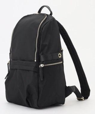 ICB 【A4サイズ収納可・容量約14L】8ポケットメタルファスナー ナイロンリュック ブラック［ゴールドファスナー］