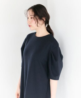 #Newans 【セレモニーにも/洗濯機可】パフスリーブロングワンピース​ ネイビー