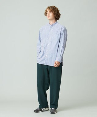 J.PRESS YORK STREET 【UNISEX】タイプライターストライプ バンドカラーシャツ ブルー系1