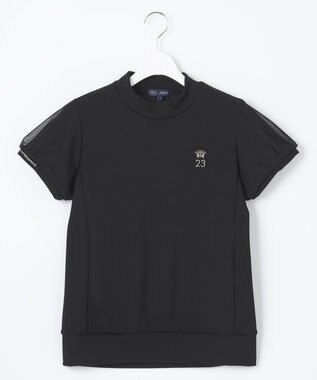 23区GOLF 【WOMEN】チュール袖 モックネックプルオーバー ブラック系