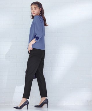 Tiaclasse 【洗える】グログランリボンカットトップス ブルー