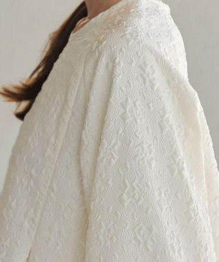 Tiaclasse 【洗える】ふくれジャガードバルーンスリーブチュニックブラウス アイボリー