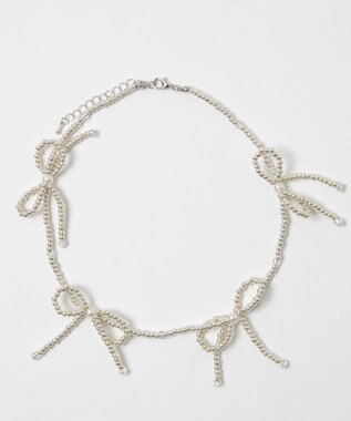 WEGO Lビーズリボンネックレス シルバー