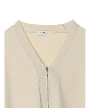 earth music&ecology ＶネックＺＩＰカーディガン Ivory