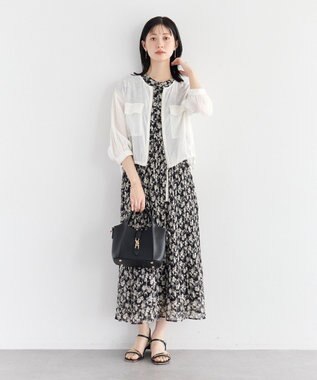 YECCA VECCA 花柄プリーツワンピース Black