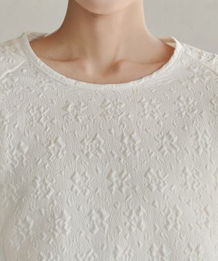 Tiaclasse 【洗える】ふくれジャガードバルーンスリーブチュニックブラウス アイボリー