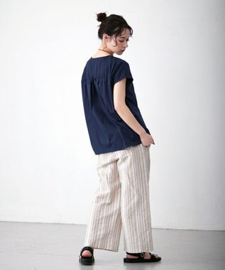 J.PRESS YORK STREET 【WOMEN】バックファブリックコンビ　プルオーバー ネイビー系