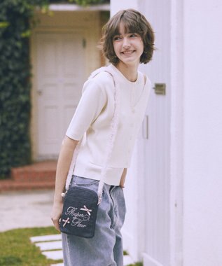 Maison de FLEUR ラインストーンデニムチュールショルダーバッグ