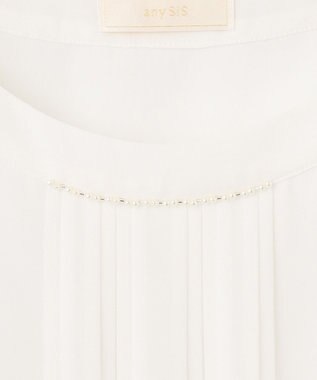 ANY SIS 【洗える】フロントプリーツシフォンブラウス オフホワイト