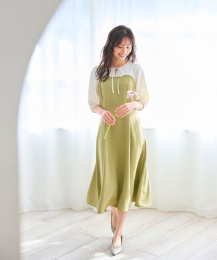 Feroux ドッキング見え ワンピース ベージュ系