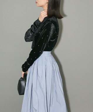 Green Parks ラインストーンハイネックトップス Black