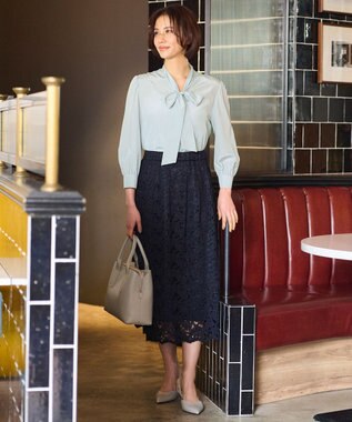 自由区 L 【洗える】TACブライトローン ブラウス 黄緑系