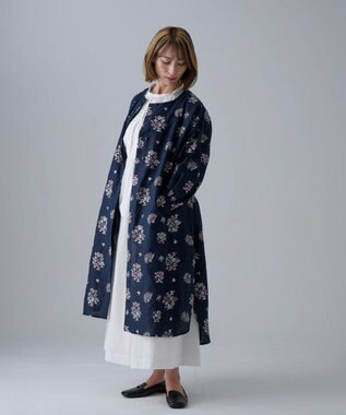 muuc 〈2WAY〉〈コットン×リネン〉〈高品質なドライタッチ生地〉〈遠州織物の工場で織られた上質なコットン生地〉野小花刺繍 羽織り＆ワンピースドレス