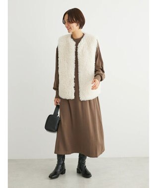 Green Parks もちやわ　ハイゲージニットワンピース Brown